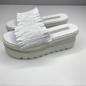 Stella McCartney white Leather slip on platform sandal